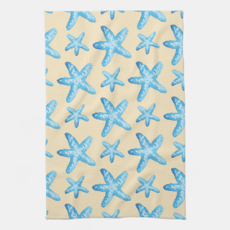 Watercolor Blue Starfish Pattern Towel