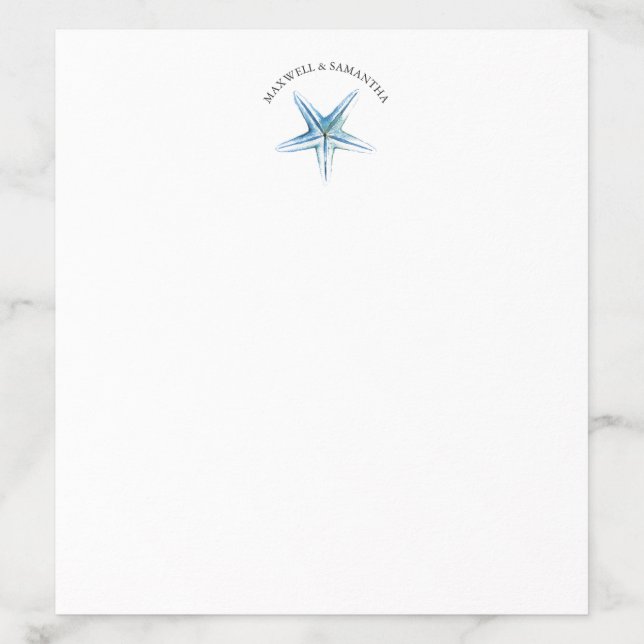 Watercolor Blue Starfish Personalized Envelope Liner (Design)