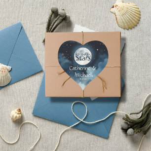 Watercolor Blue Starry Night Sky Celestial Wedding Classic Round Sticker