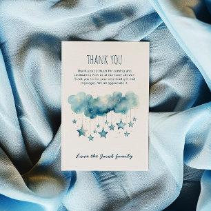 Watercolor blue starry sky thank you card