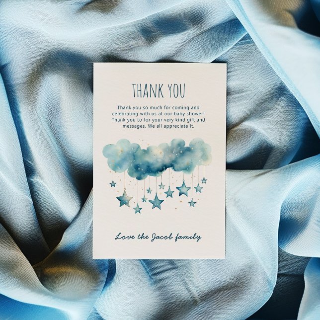Watercolor blue starry sky thank you card (Creator Uploaded)
