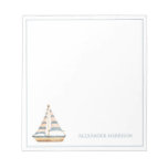 Watercolor Blue Stripe Sailboat Notepad