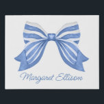 Watercolor Blue Striped Bow Faux Canvas Print<br><div class="desc">PreppyPrint.com - Add your personalized touch to this art print. Click "edit design" to change the font, image size, etc. Transfer this design onto the products of your choice too! Please visit my designer store, PreppyPrint.com, for coordinating items.</div>