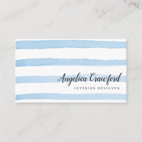 Watercolor Blue Stripes Business Card