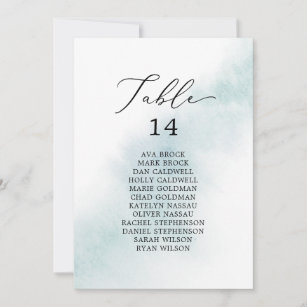 Watercolor Blue Table Number Seating Chart Cards