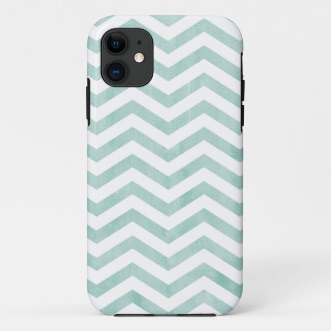 Watercolor Blue/Teal Chevron Pattern Case-Mate iPhone Case (Back)