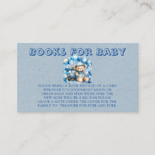 Watercolor Blue Teddy Bear Books for Baby Enclosure Card