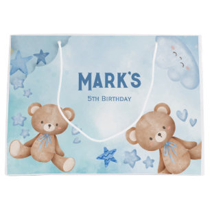 watercolor Blue teddy bear kids Large Gift Bag