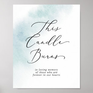 Watercolor Blue This Candle Burns Memorial Sign