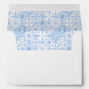 Watercolor Blue Tile Italian Baby Shower Envelope