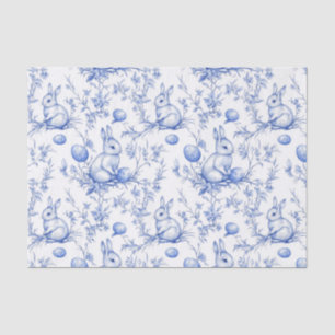 Watercolor Blue Toile De Jouy Easter Bunny Tissue Paper