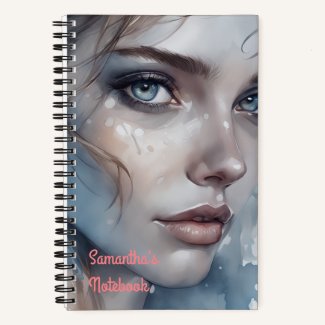 Watercolor Blue Tones Woman's Portrait