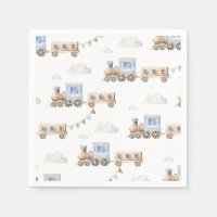 Watercolor Blue Train Napkins