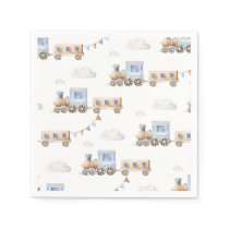 Watercolor Blue Train Napkins