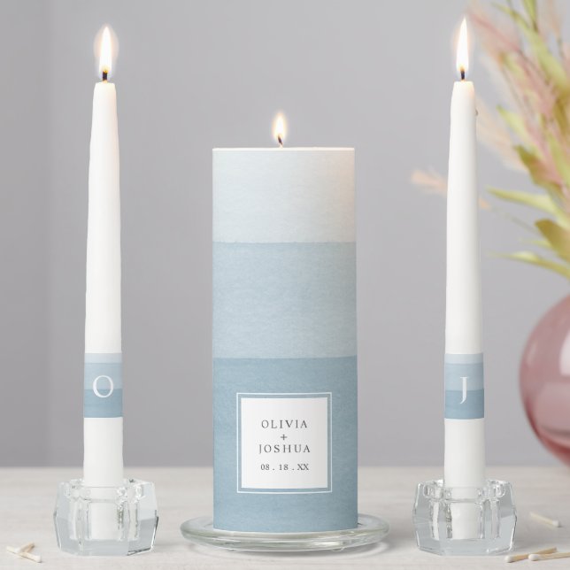 Watercolor Blue Unity Candle Set (In Situ)