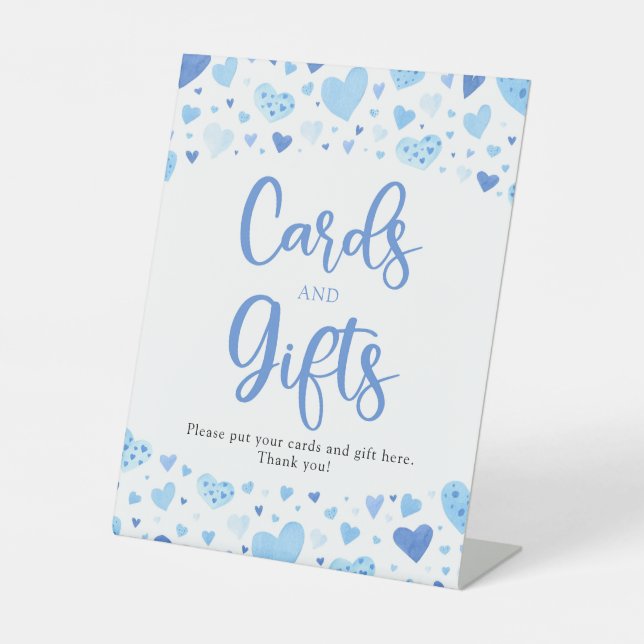 Watercolor Blue Valentine Cards and Gifts Sign (Front)