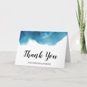 Watercolor Blue Wash Thank You Card