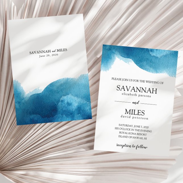 Watercolor Blue Wash Wedding Invitation (Creator Uploaded)