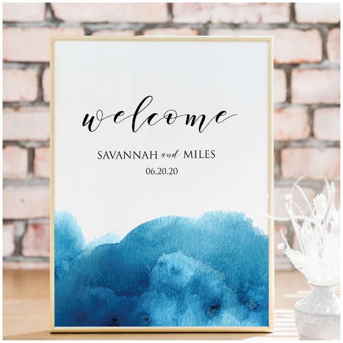 Watercolor Blue Wash Welcome Customizable Poster
