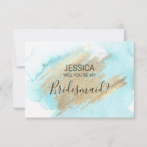 Watercolor Blue Water Will You Be my Bridesmaid Invitation