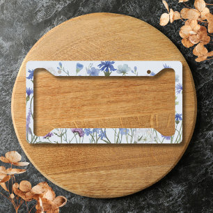 Watercolor Blue Watercolor Wildflower License Plate Frame