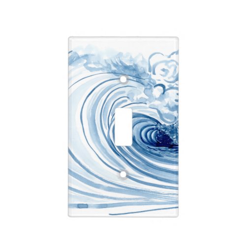 Watercolor Blue Wave Contemporary Modern Decor Light Switch Cover