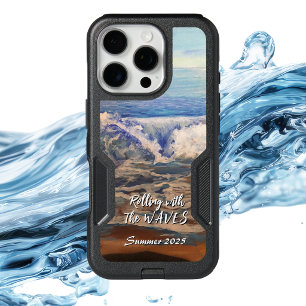 Watercolor Blue Waves Personalize iPhone 16 Pro Case