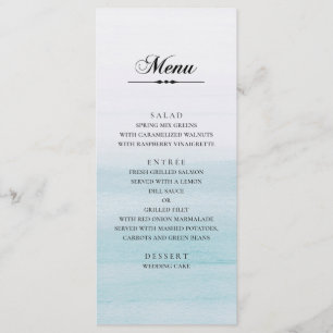 Watercolor blue wedding. Classic elegant nautical Menu