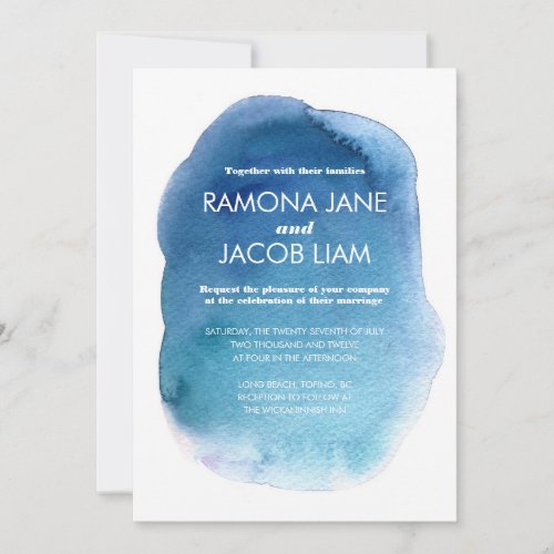 Watercolor Blue Wedding Invitation