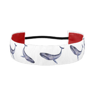 Watercolor Blue Whale Athletic Headband