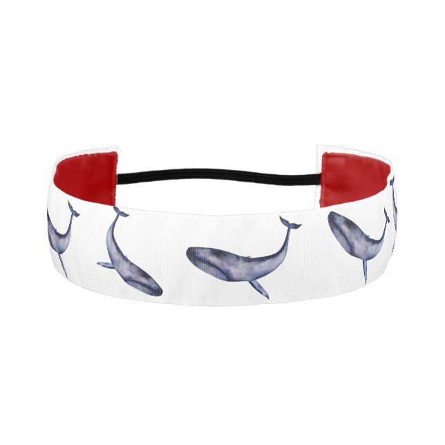 Watercolor Blue Whale Athletic Headband (Front)