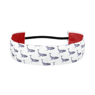 Watercolor Blue Whale Athletic Headband