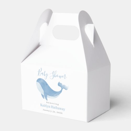 Watercolor Blue Whale Baby Shower Favor Boxes