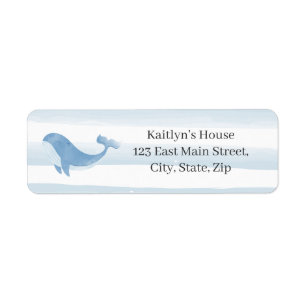 Watercolor Blue Whale Baby Shower Label