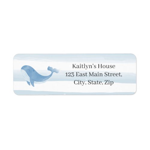 Watercolor Blue Whale Baby Shower Label