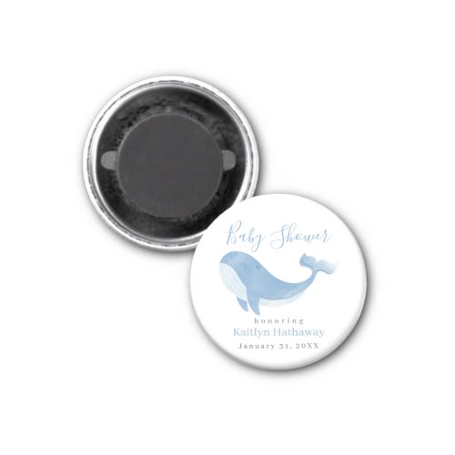Watercolor Blue Whale Baby Shower Magnet