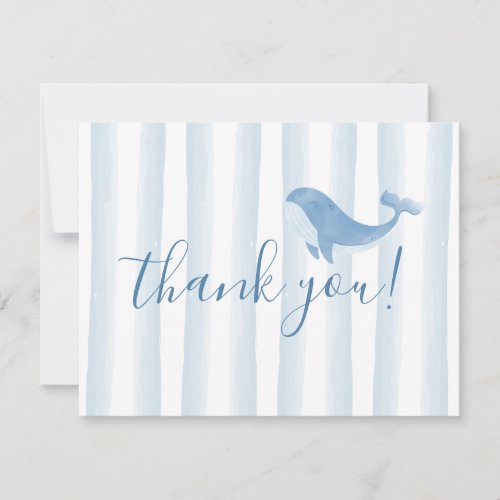 Watercolor Blue Whale Baby Shower Thank You Card