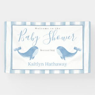 Watercolor Blue Whale Baby Shower Welcome Banner