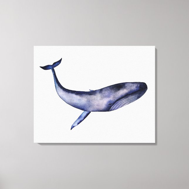 Watercolor Blue Whale Canvas Print (Front)