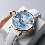 Watercolor Blue Whale Dream Customized Watch<br><div class="desc">Whimsical watercolor style #generativecontent illustration of a blue whale floating above the clouds under a blue sky.</div>