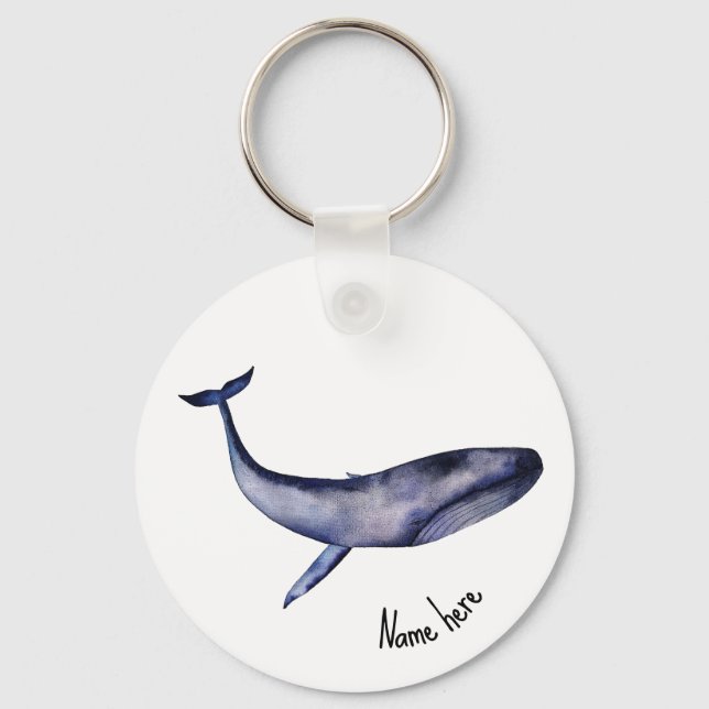 Watercolor Blue Whale Keychain (Front)