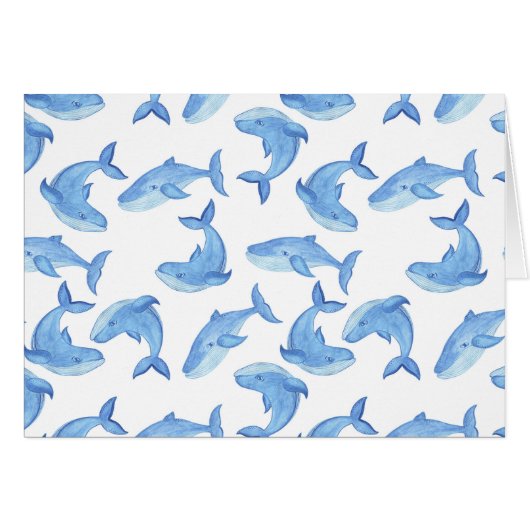 Watercolor Blue Whale Pattern (Front Horizontal)