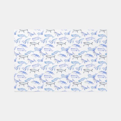 Watercolor Blue Whale Pattern 2 Rug