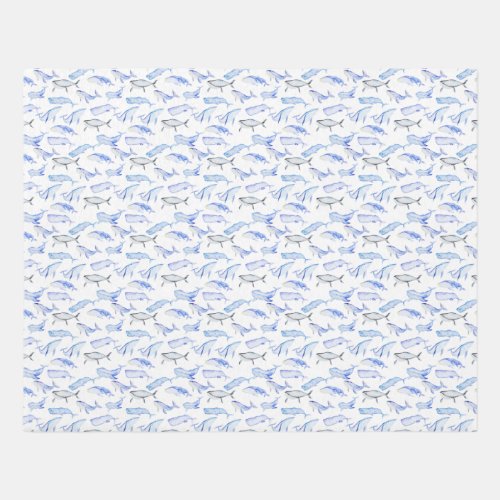 Watercolor Blue Whale Pattern 2 Rug