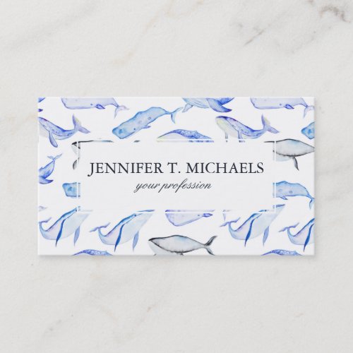 Watercolor Blue Whale Pattern Business Card