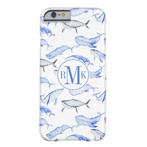 Watercolor Blue Whale Pattern Barely There iPhone 6 Case