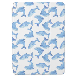Watercolor Blue Whale Pattern iPad Air Cover