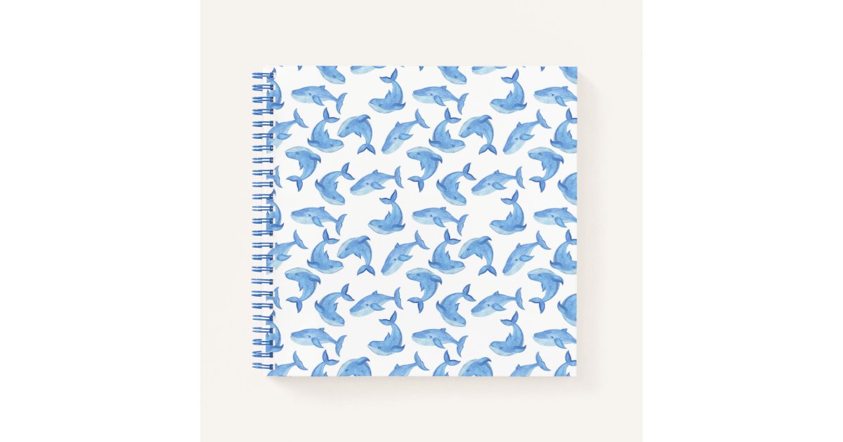 Watercolor Blue Whale Pattern Notebook | Zazzle