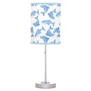 Watercolor Blue Whale Pattern Table Lamp