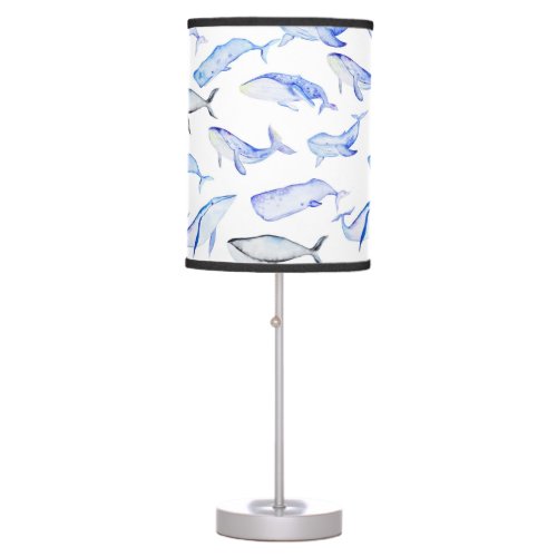 Watercolor Blue Whale Pattern Table Lamp